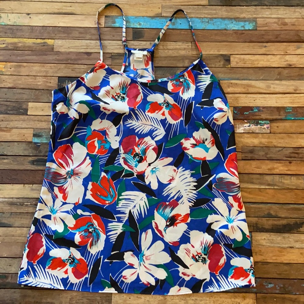 J.Crew Floral Racerback Top Sz 2